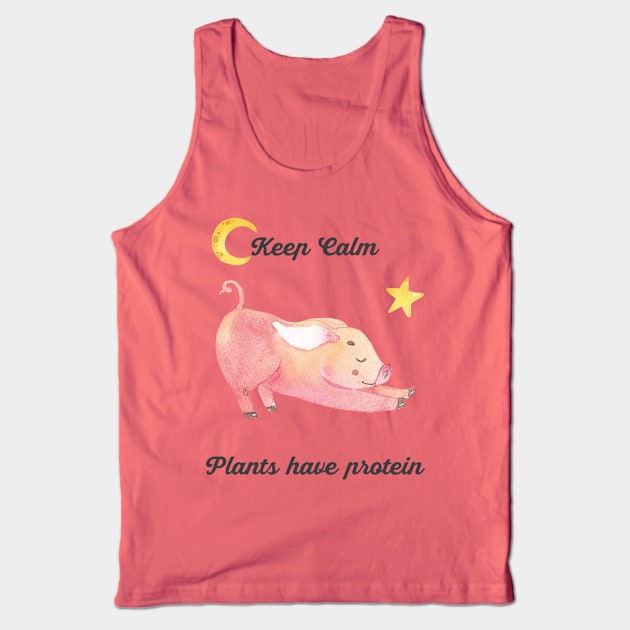 Keep Calm Plant Have Protein Yoga Piglet Tank Top by susannefloe